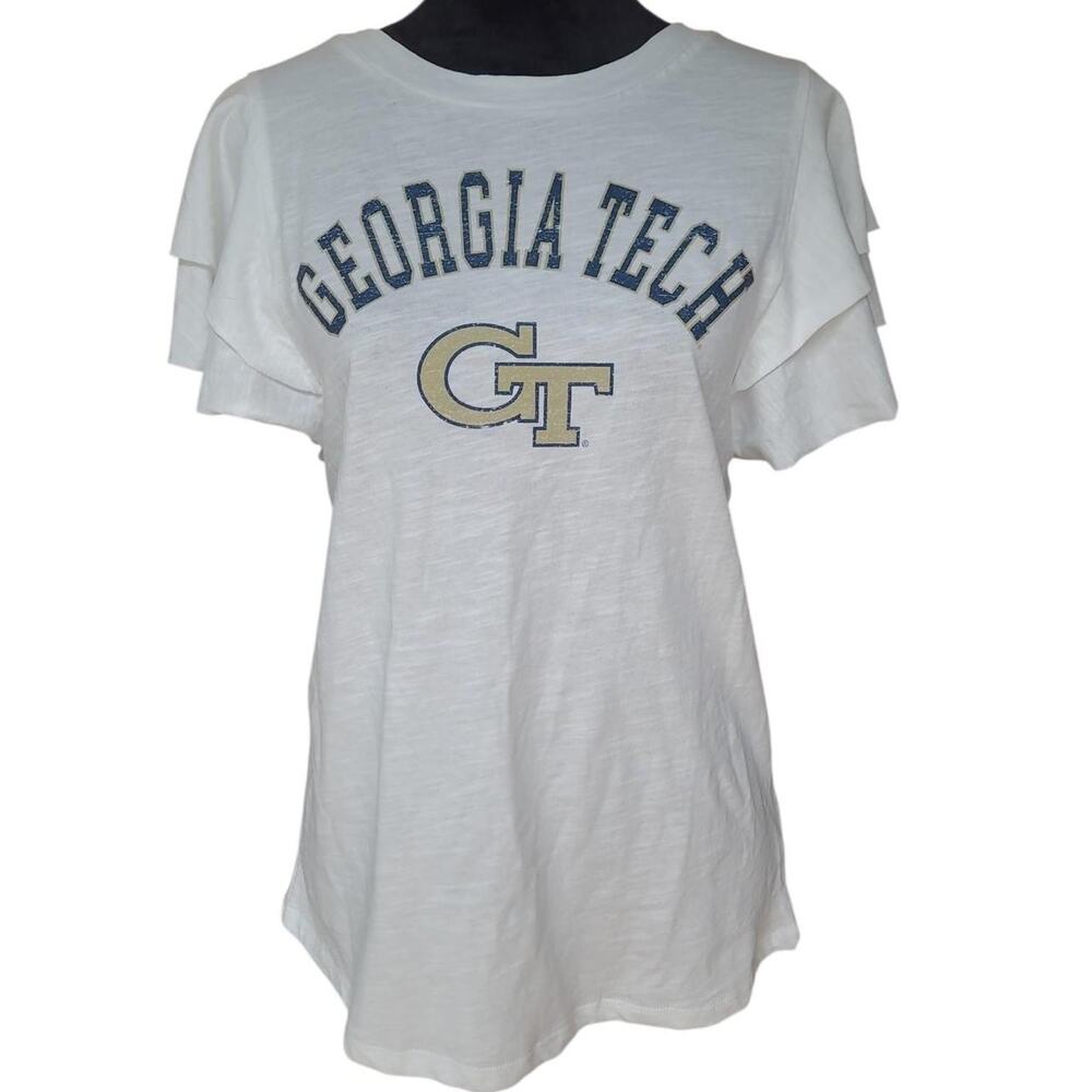 NWT Gameday Couture Georgia Tech GT Ruffle Sleeve Graphic Tee Women's Medium